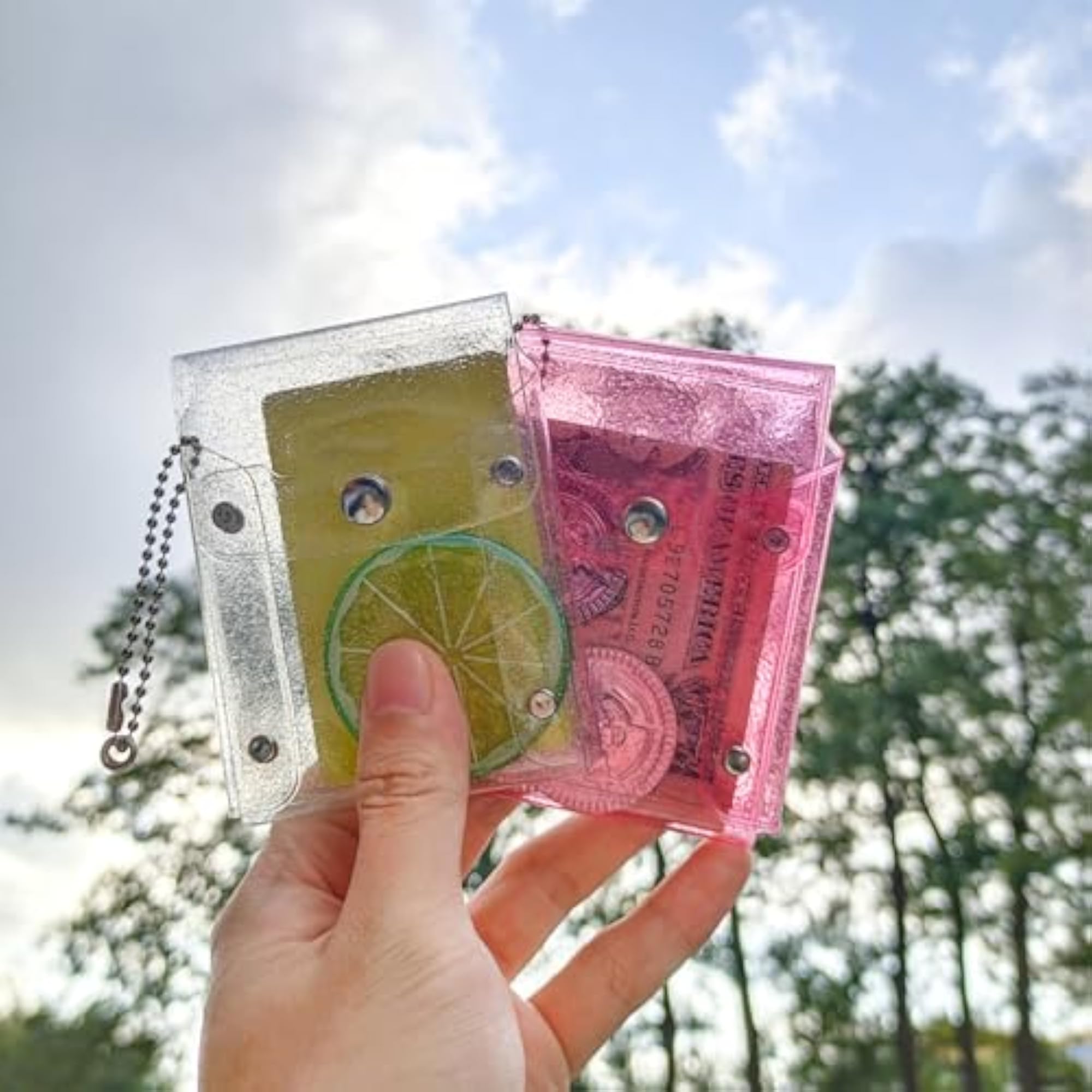 2Pc Clear Lipstick Case Keychain Pouch Organizer